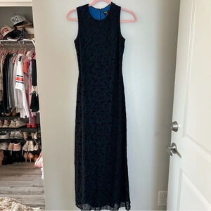Vintage Rimini Black Hand Beaded Maxi Length Dress Halloween Gothic Romantic 4